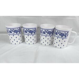Oneida Housewares J.G. Hook Vintage 1989 Set Of 4 Mugs Plastic Cottagecore